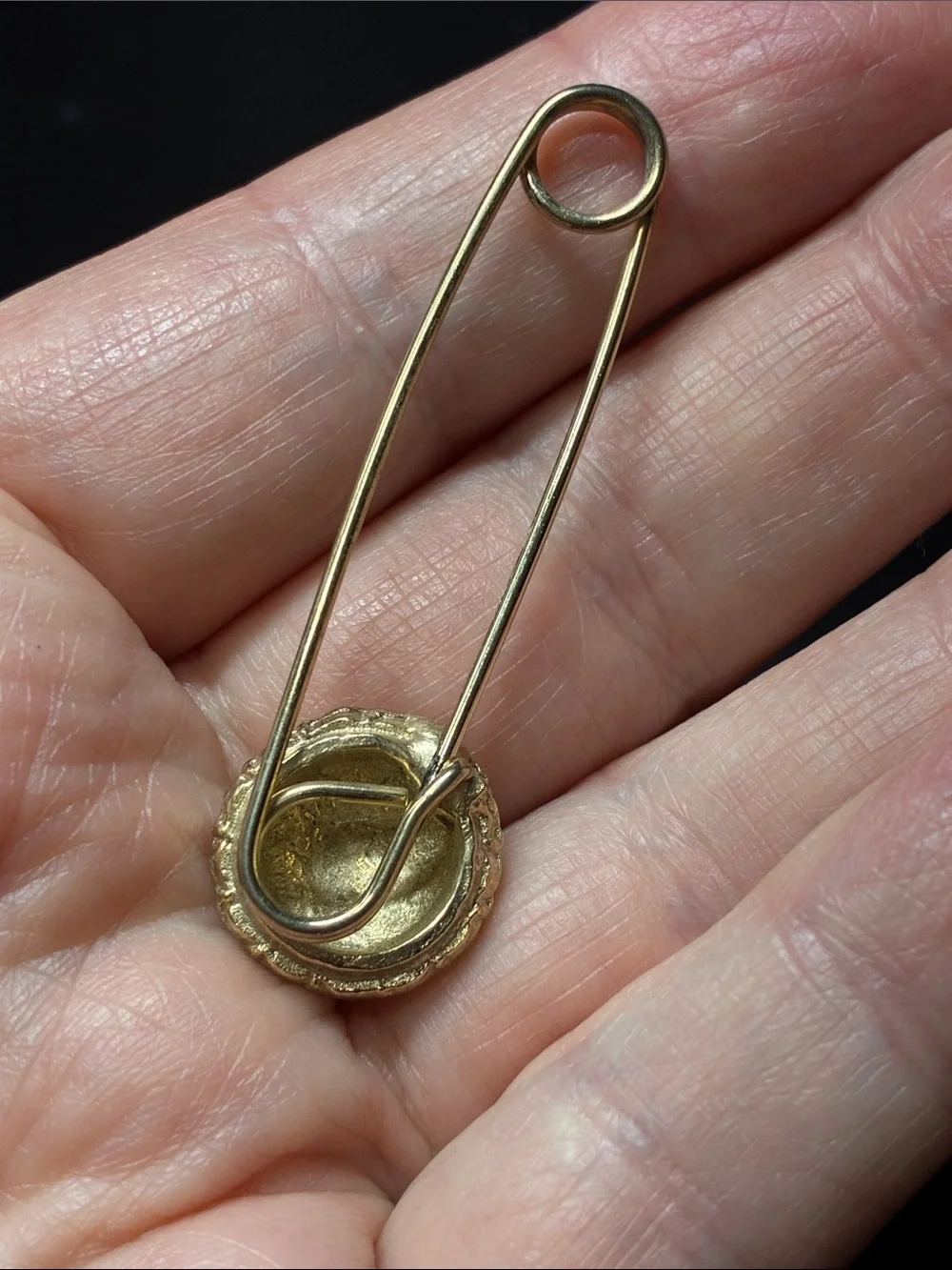 Vintage Gold Crystal Pave Safety Pin Brooch - Women Jewelry